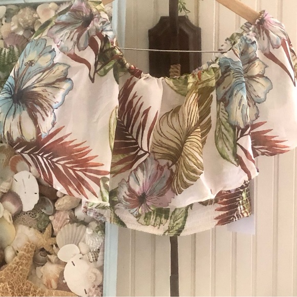 NWT! Tropical Summer Sheer Open Leg Palazzo Pants + Midriff Sz Medium - Picture 7 of 9